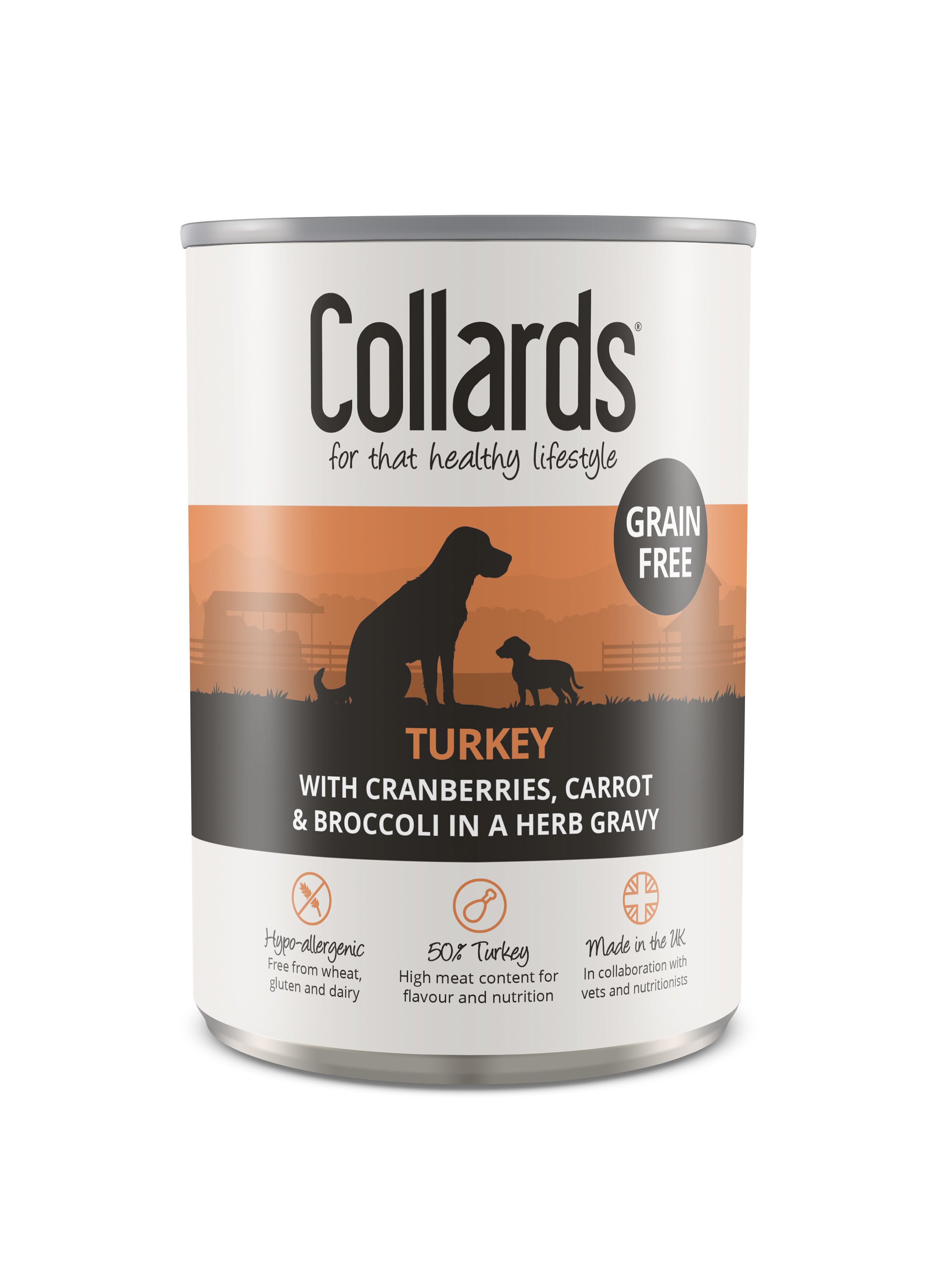 Collards Grain Free Turkey in Gravy Wet Dog Food Cans - 12 x 390g
